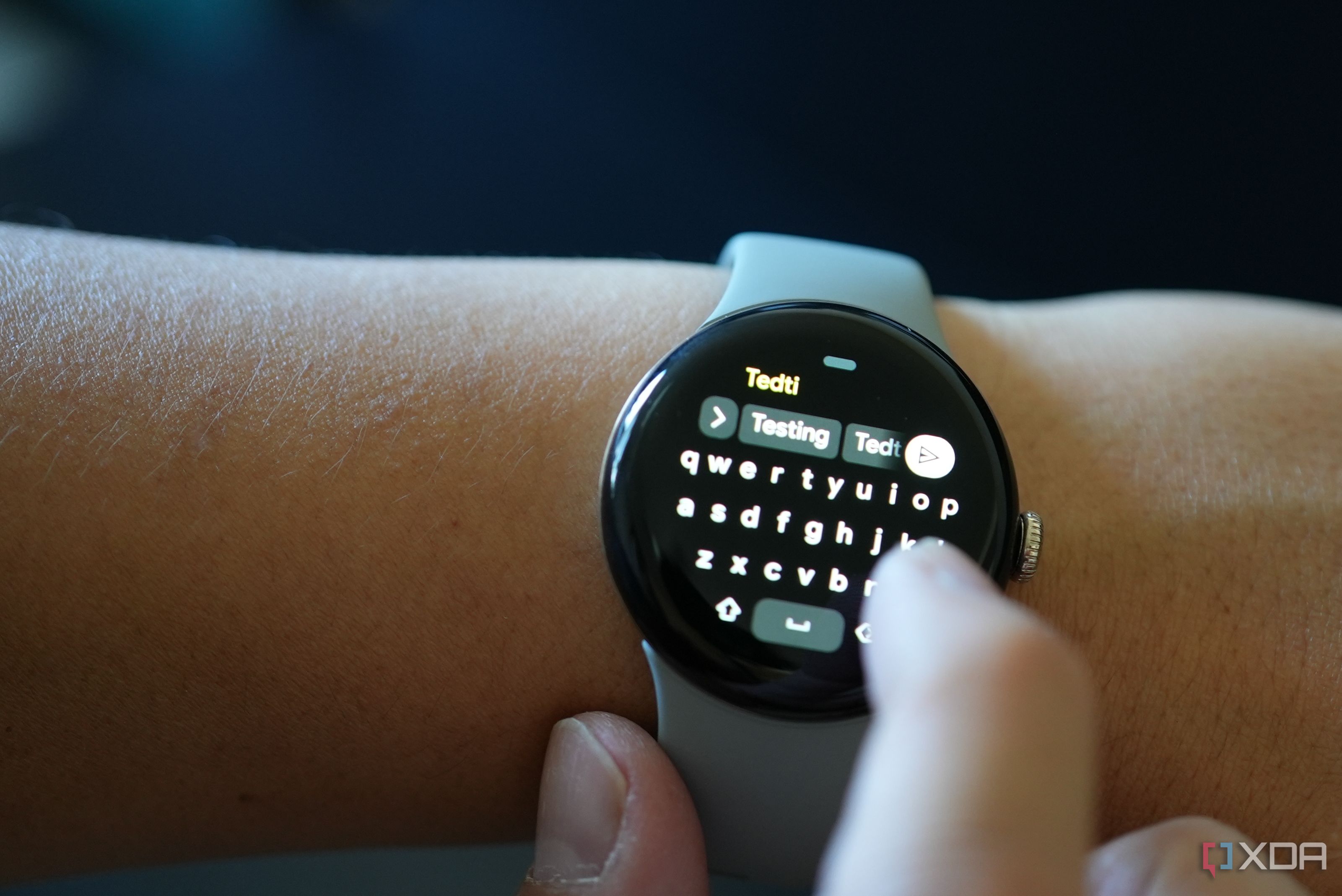 The onscreen keyboard on the Pixel Watch 2 is a bit tight.