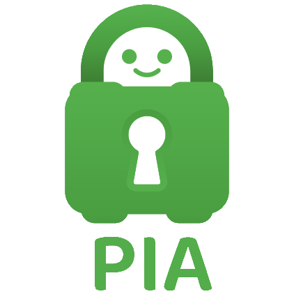 Private Internet Access logo which features a green robot with a smiling face and a padlock on its belly