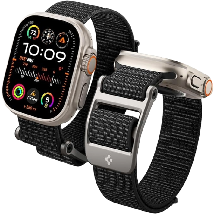 A render of the Spigen DuraPro Flex wristband for the Apple Watch Ultra 2 on a transparent background.