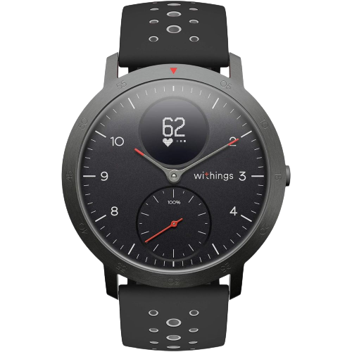 A render showing the Withings Steel HR Sport in black color.