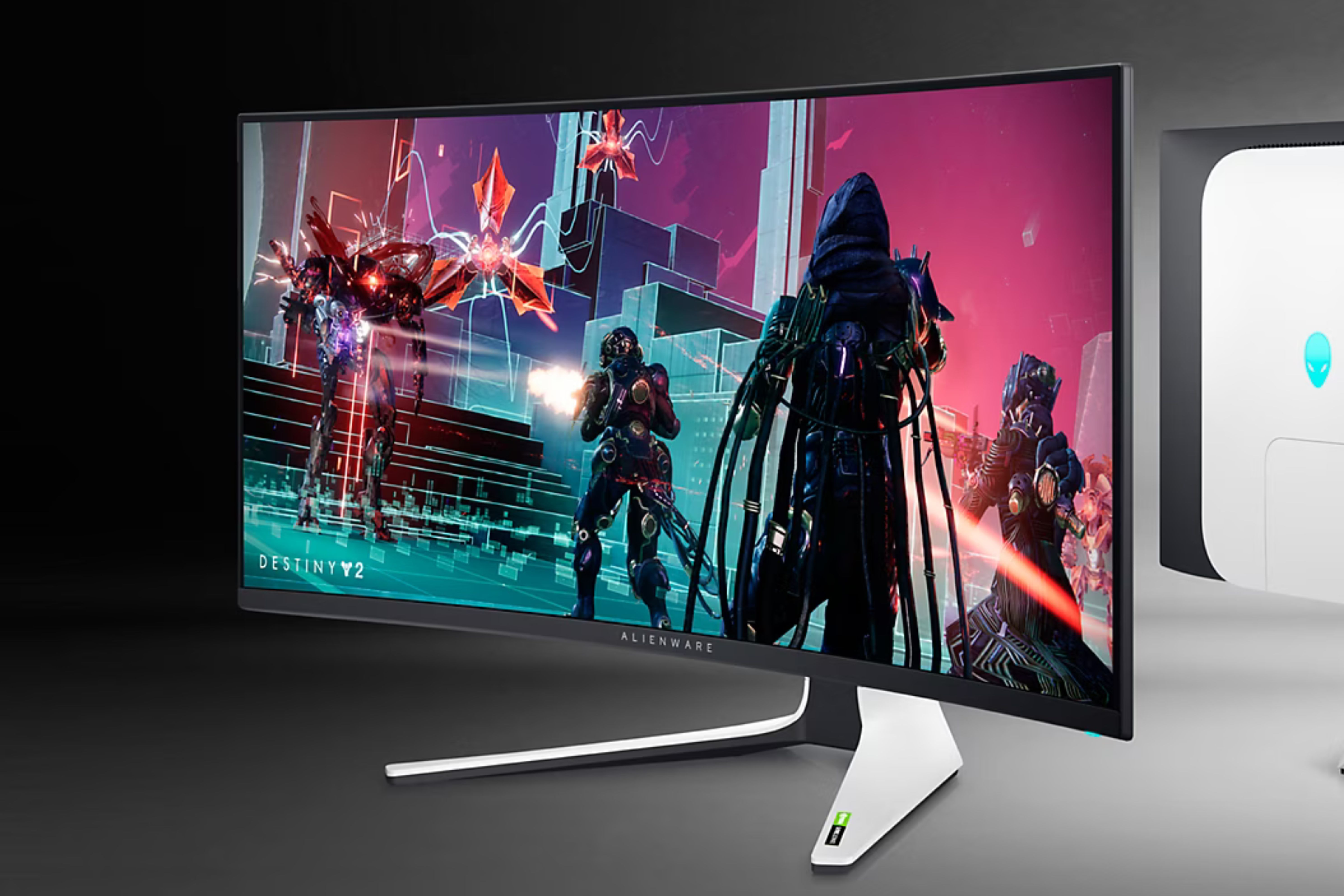 A promo image of the AW3423DW gaming monitor from Alienware.