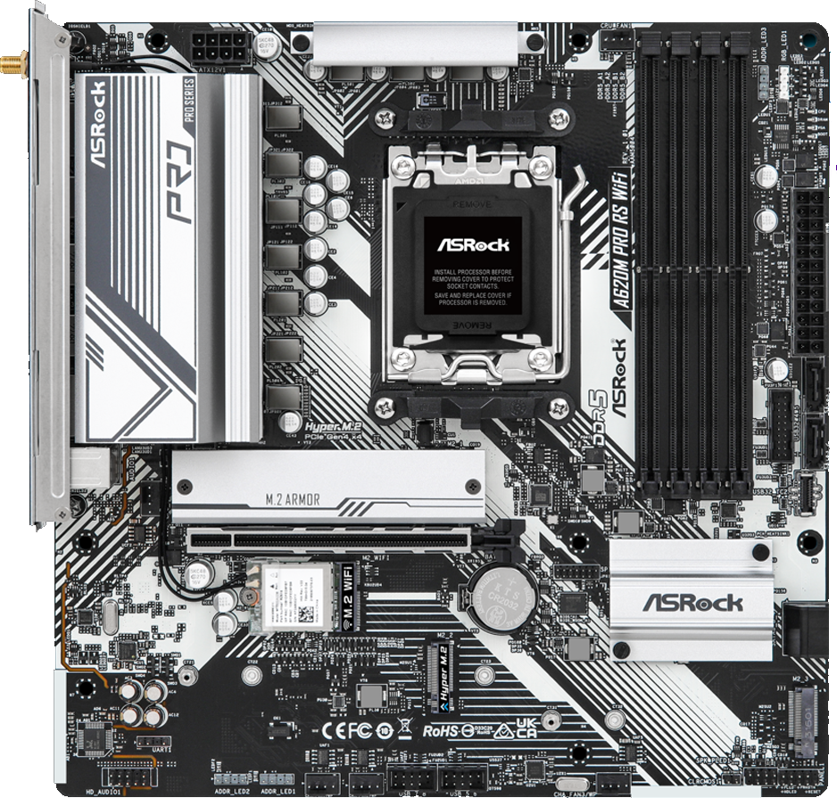 asrock_ A620M PRO RS WIFI with transparent background