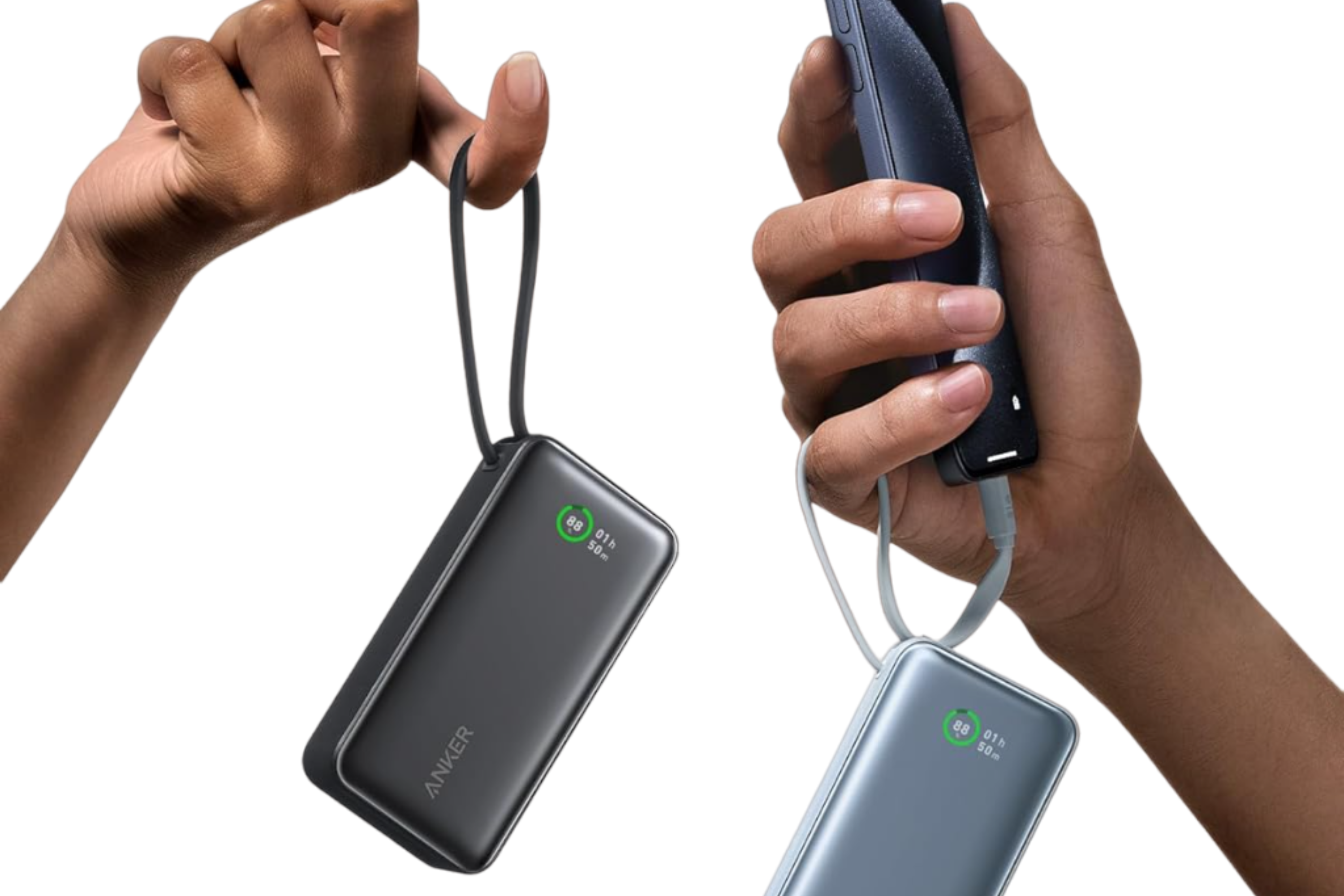 Anker Nano Power Bank, 10,000mAh Portable Charger in hands