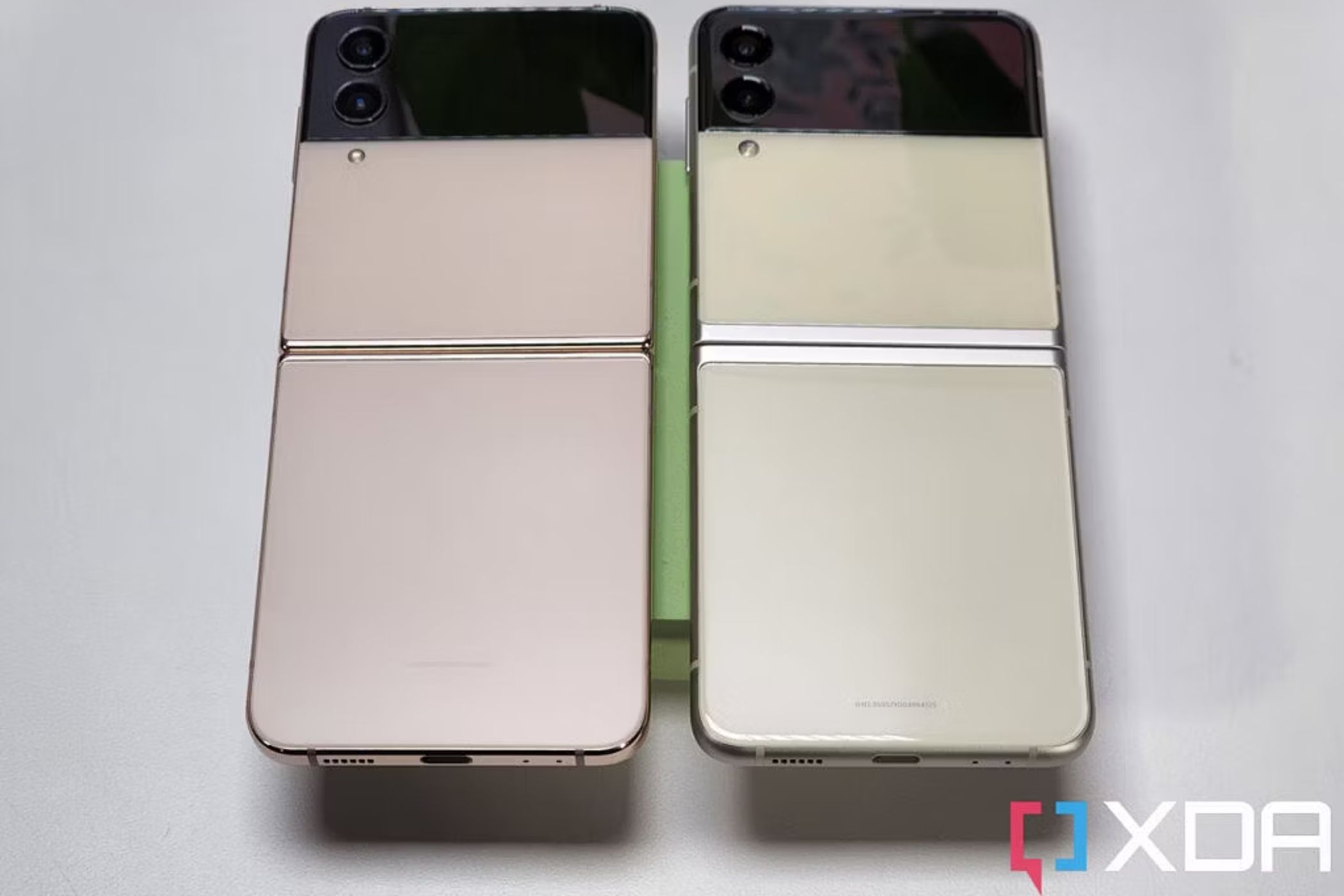 An image showing the Galaxy Z Flip 4 next to a Galaxy Z Flip 3.