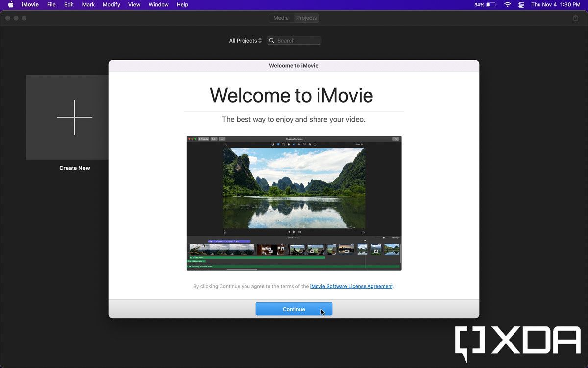 iMovie on macOS splash screen