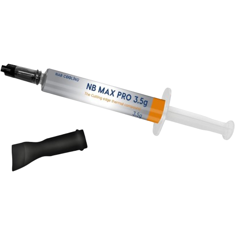 Render of a tube of the Nab Cooling NB Max Pro thermal paste on transaparent background