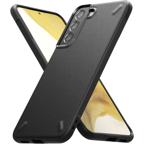 A render showing the Ringke Onyx case for Galaxy S22 in black color.