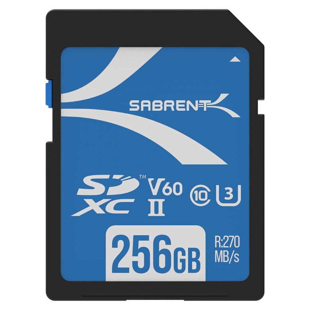 Una representación que muestra la tarjeta SDXC Sabrent Rocket V60.