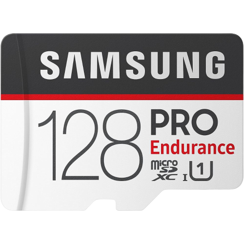 Una representación que muestra la tarjeta Samsung Pro Endurance SDXC U1 en color blanco y negro.