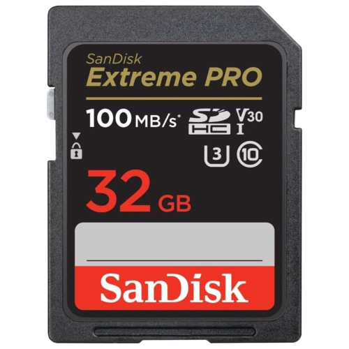 Una representación que muestra la tarjeta SanDisk Extreme Pro SDHC en color negro.