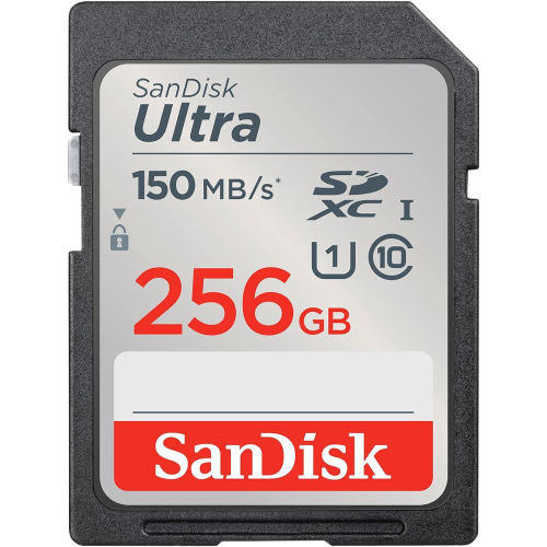 Una representación que muestra una tarjeta SanDisk Ultra SDXC.