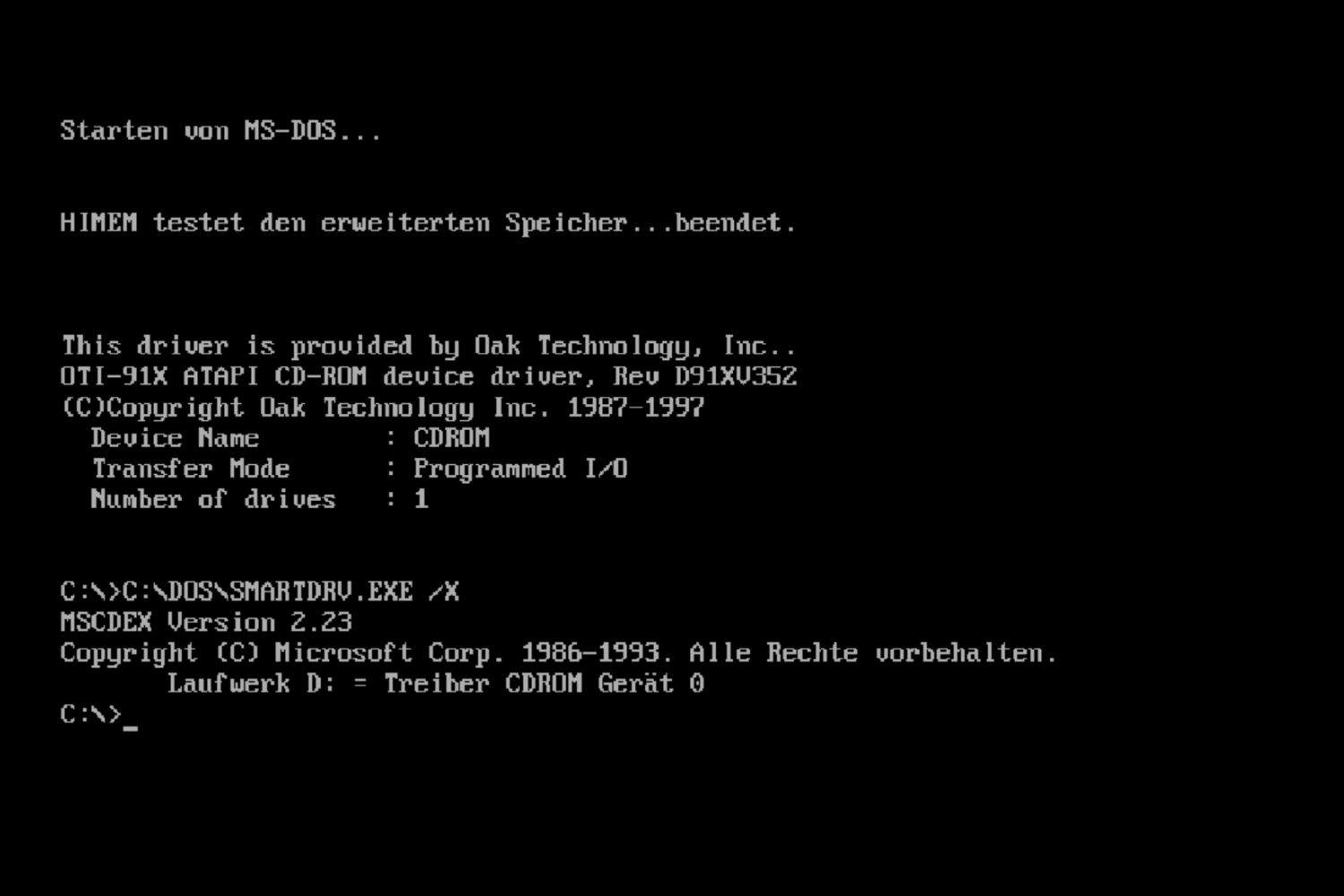 Una captura de pantalla de MS-DOS