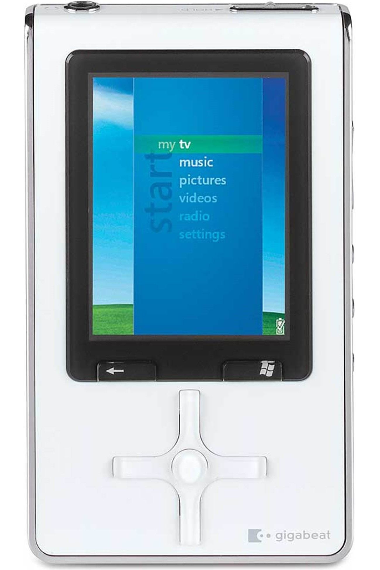 Front view of the Toshiba Gigabeat S30 in white