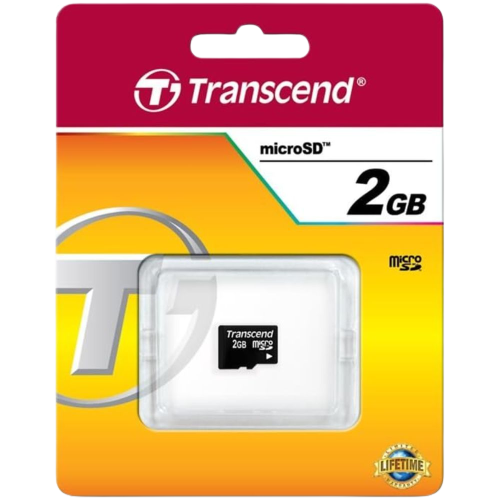 Una representación que muestra la tarjeta microSD de 2 GB de Transcend.