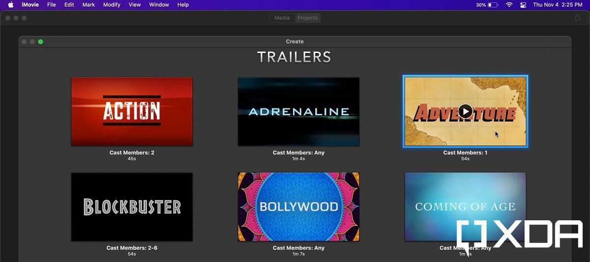 trailers templates in iMovie