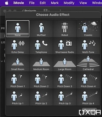 audio effects section in movie on iMovie
