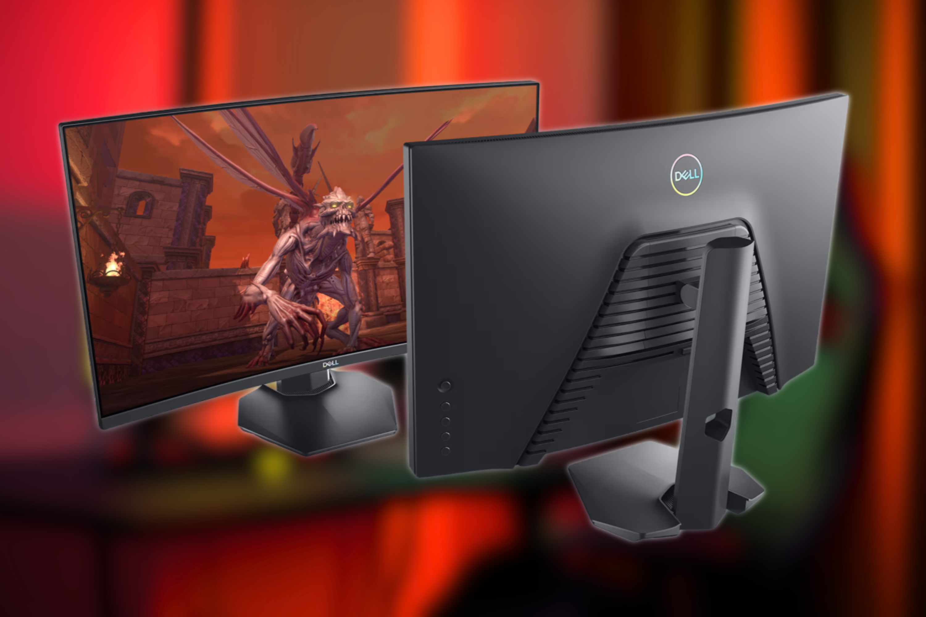 dell S2721HGF gaming monitor on blurred background
