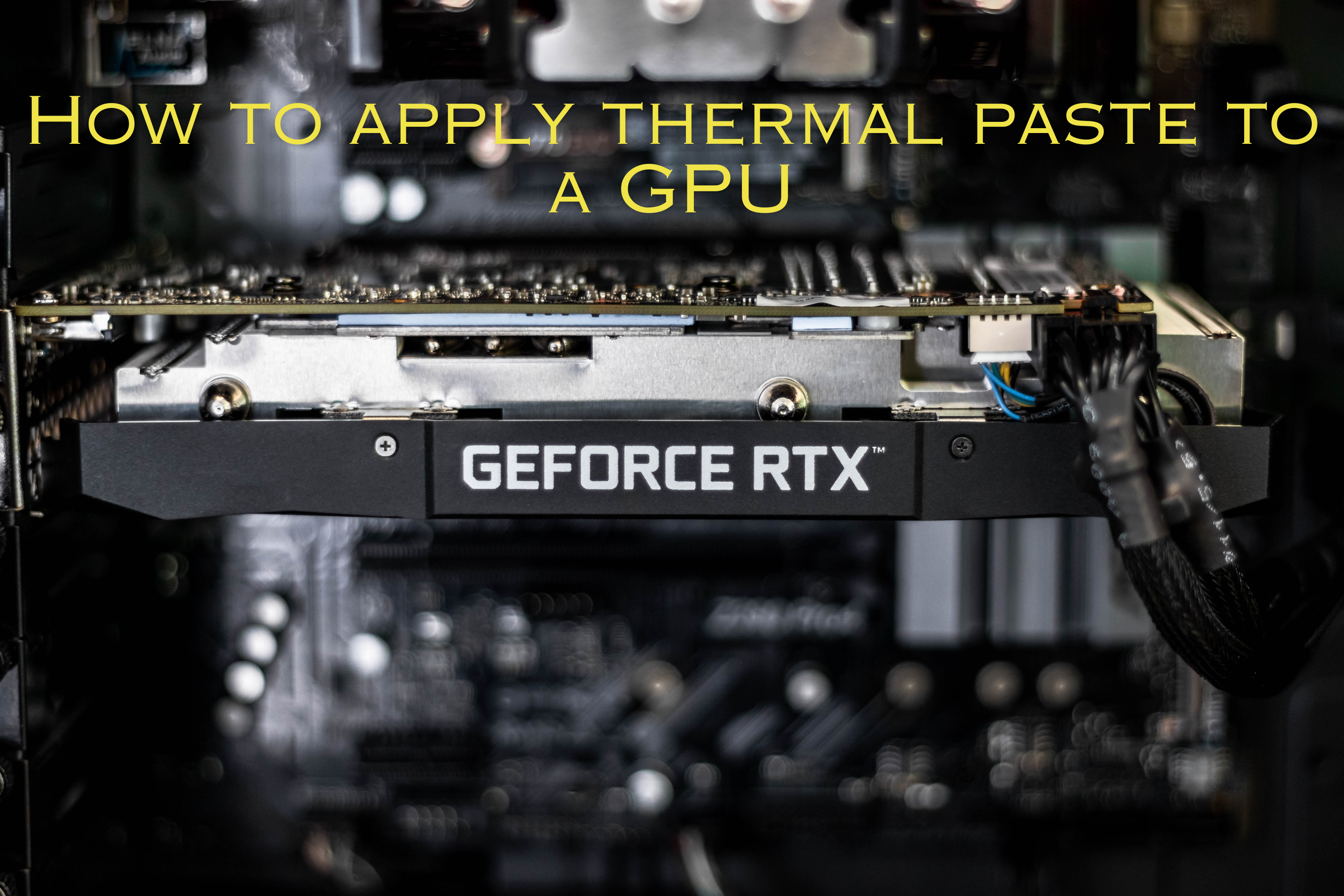 A GeForce RTX graphics card with a title 