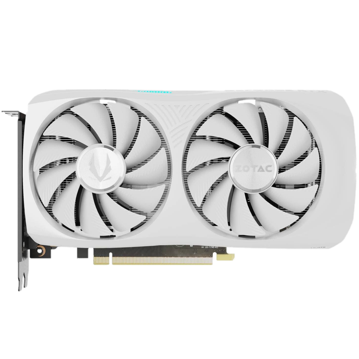 White render of Zotac Gaming GeForce RTX 4060 Ti Twin Edge OC White Edition graphics card