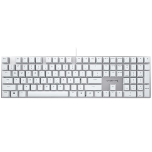 Una representación del teclado Cherry KC 200 MX en color blanco