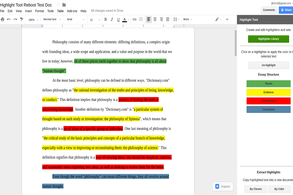 Complemento de Google Docs para la herramienta Destacar