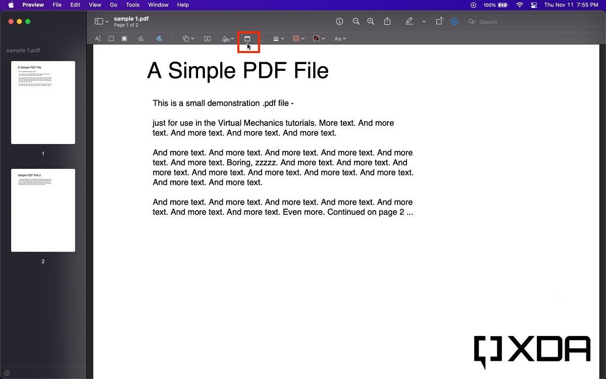 sticky note button in the pdf toolbar