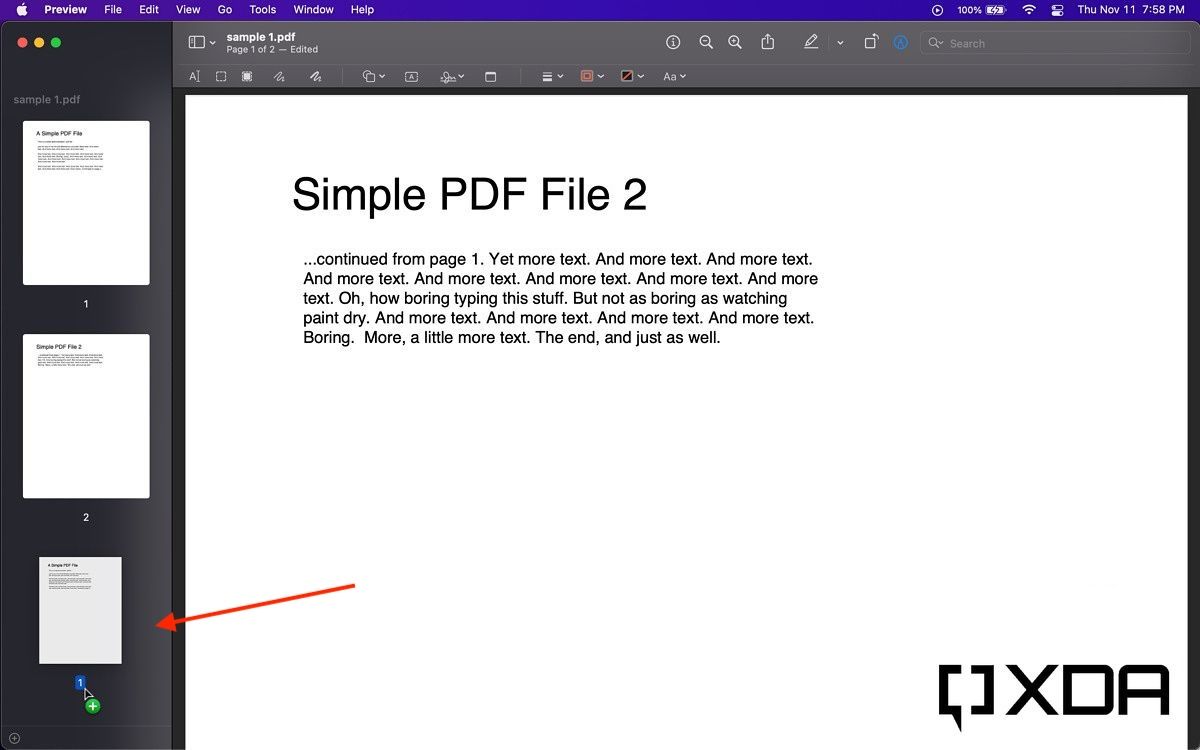 adding a page to the pdf's sidebar