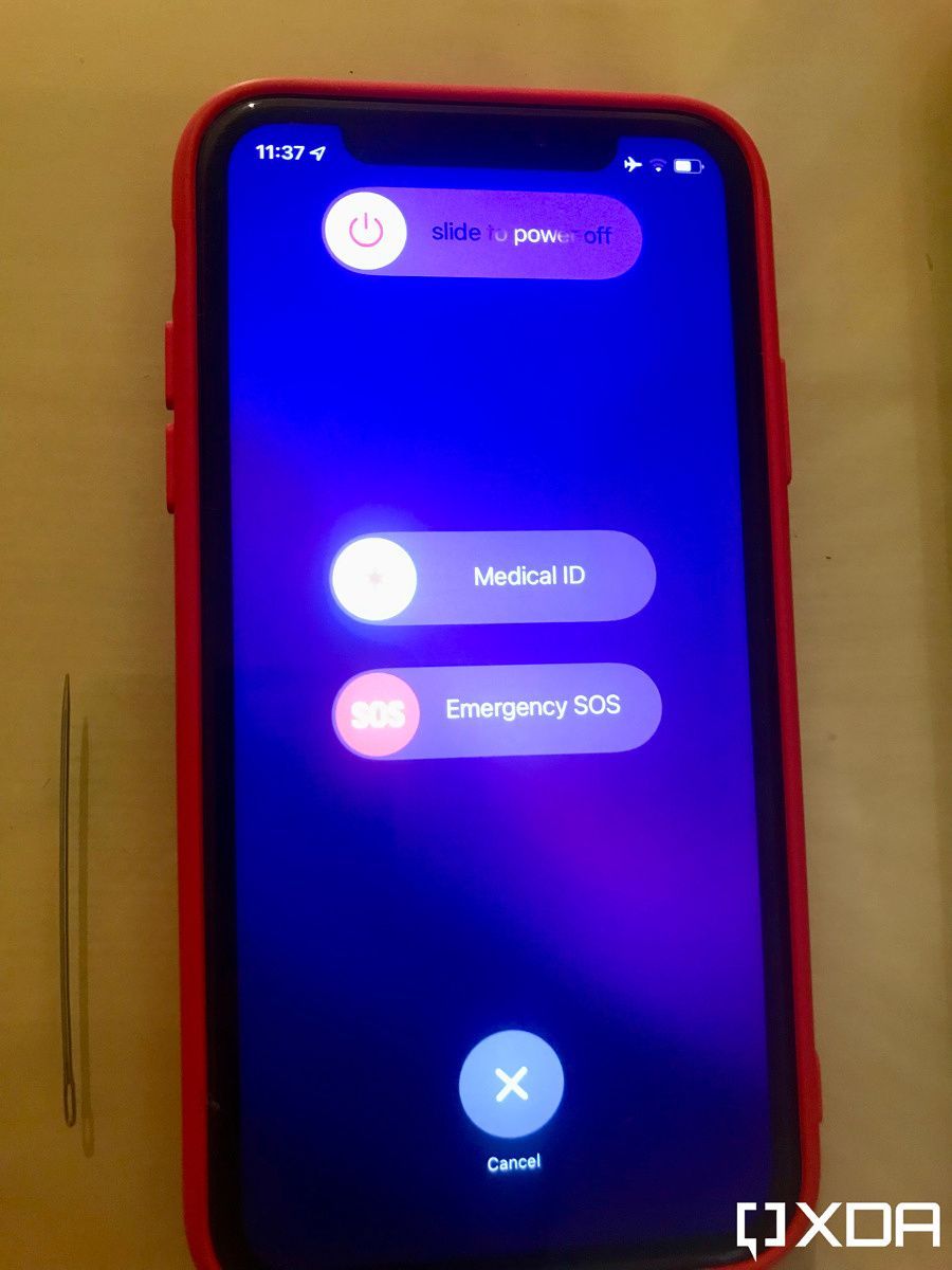 iOS screen showing power button slider
