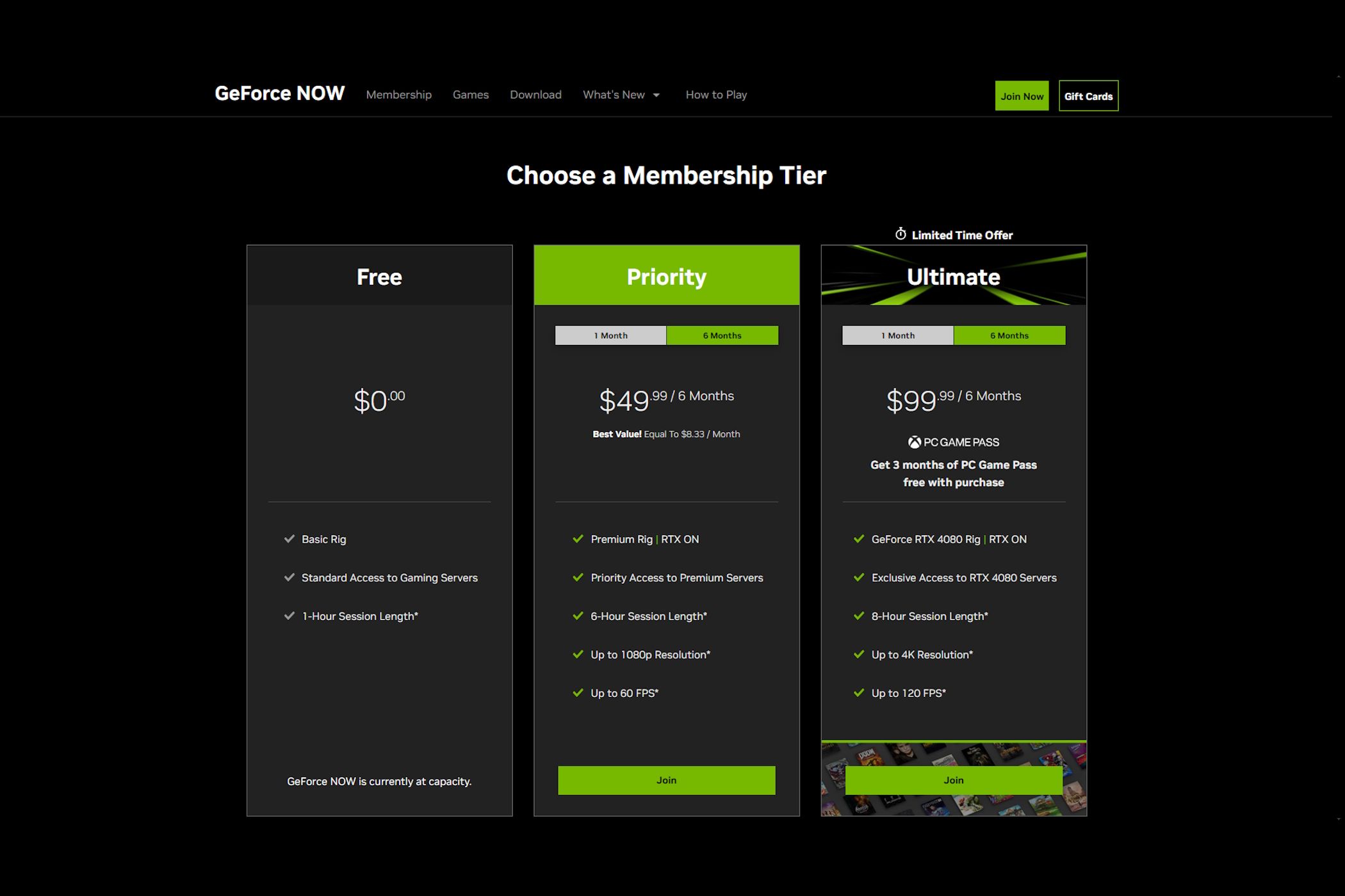 GeForce Now's pricing plans