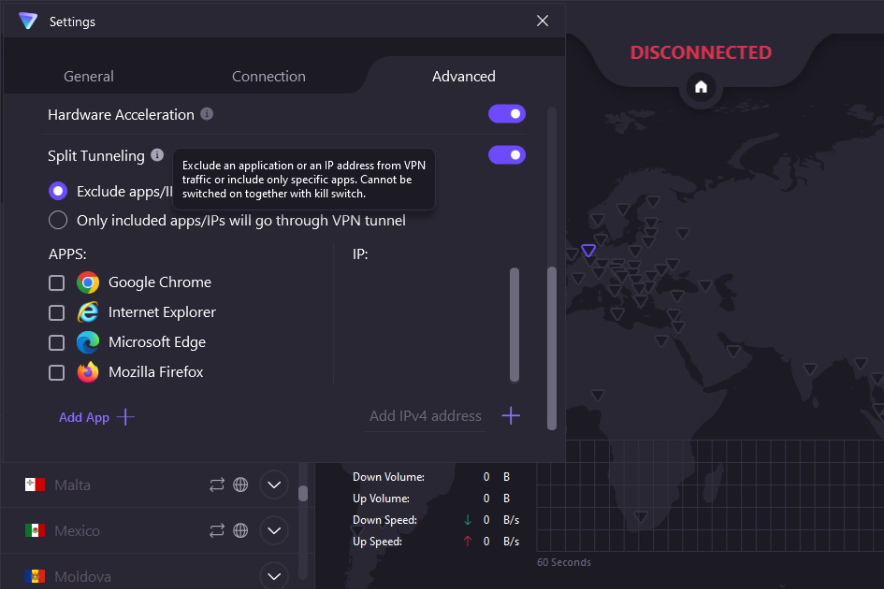 Túnel dividido avanzado de ProtonVPN en Windows