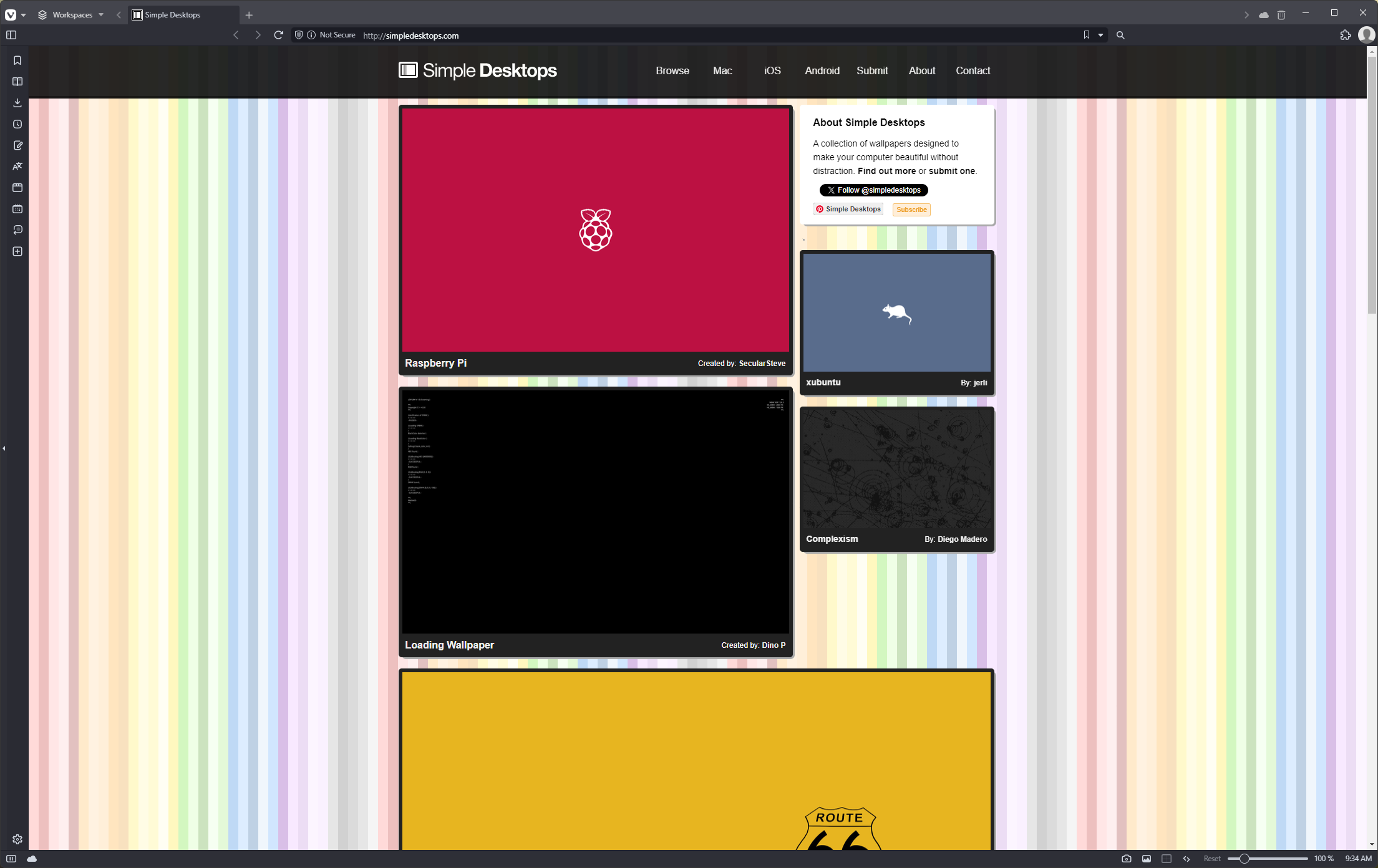 Скриншот веб-сайта Simple Desktops