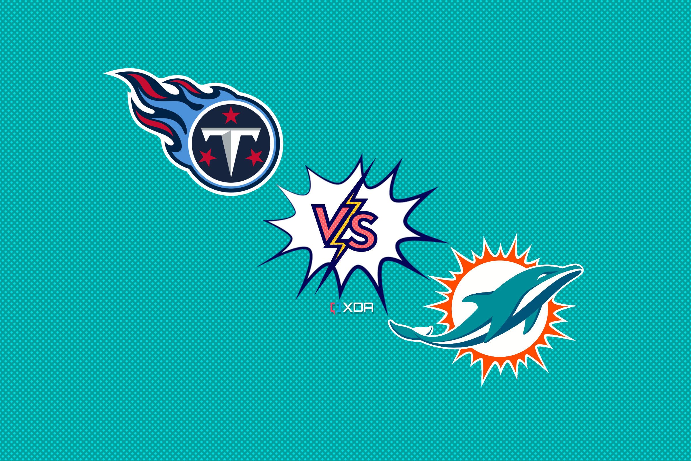 nfl logos of the tennessee titans and miami dolphins with the word vs between them