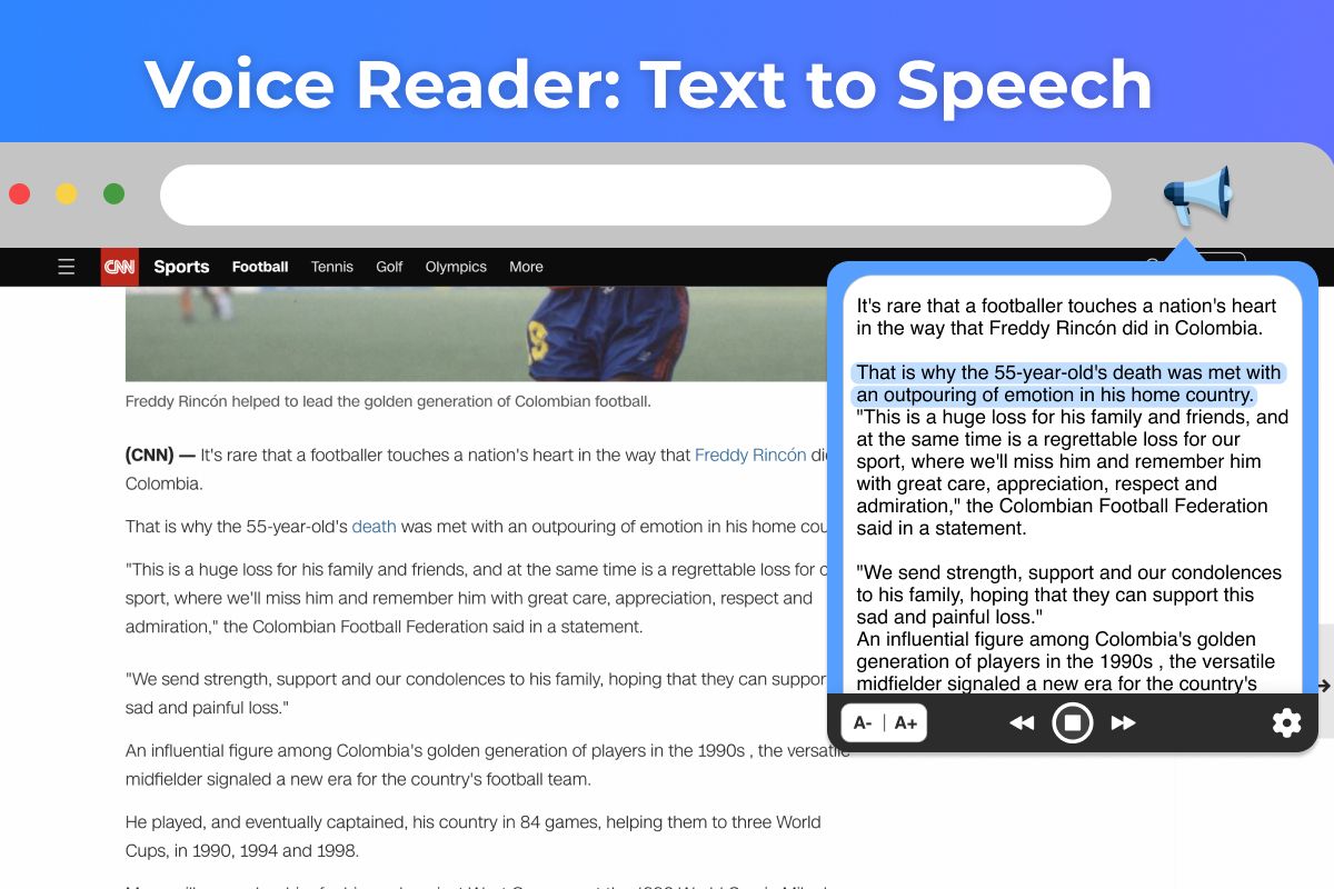 Voice Reader TTS en acción