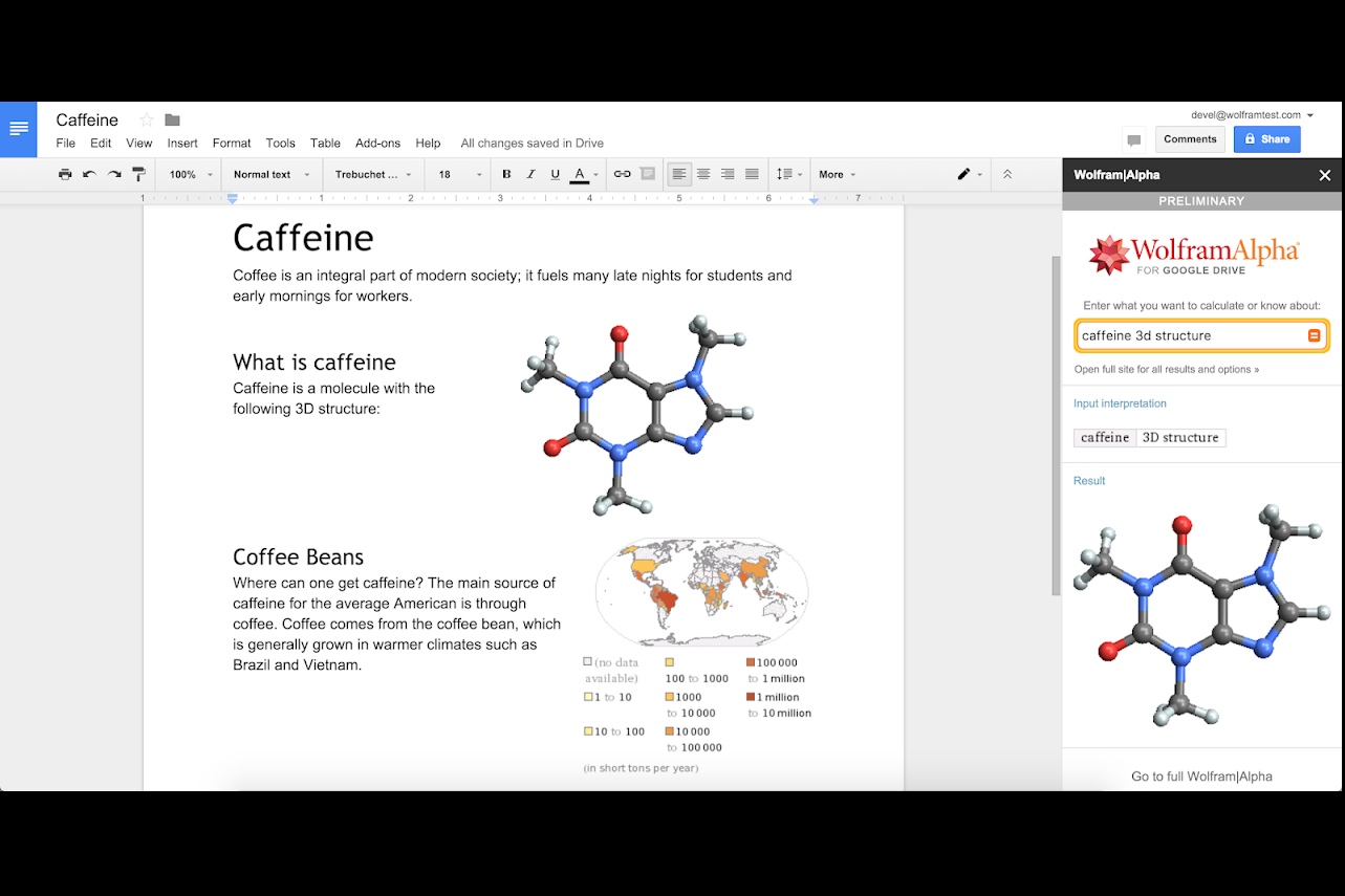 Complemento Wolfram Alpha para Google Docs