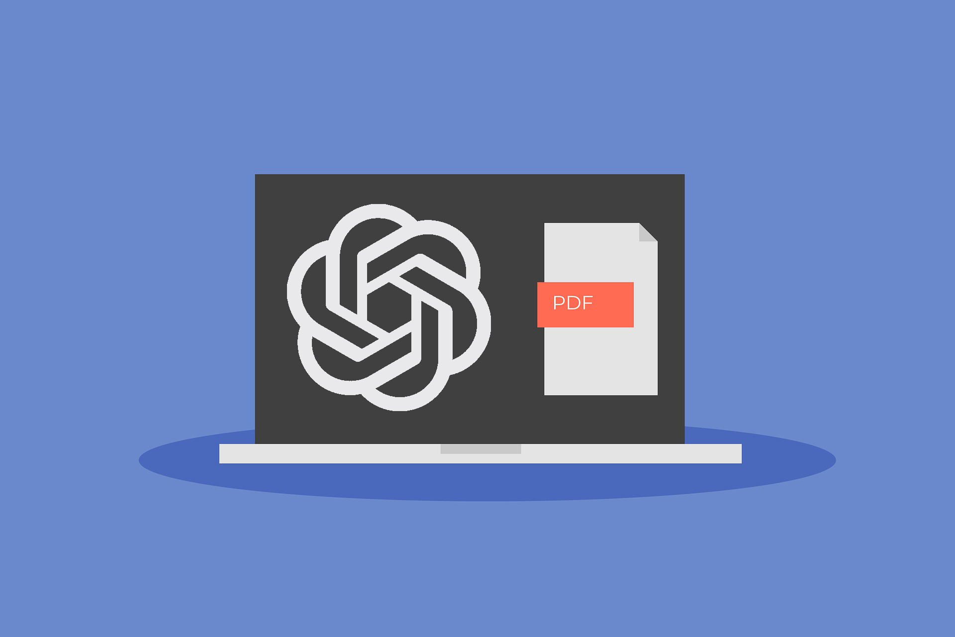 Логотип ChatGPT и PDF-файл на экране