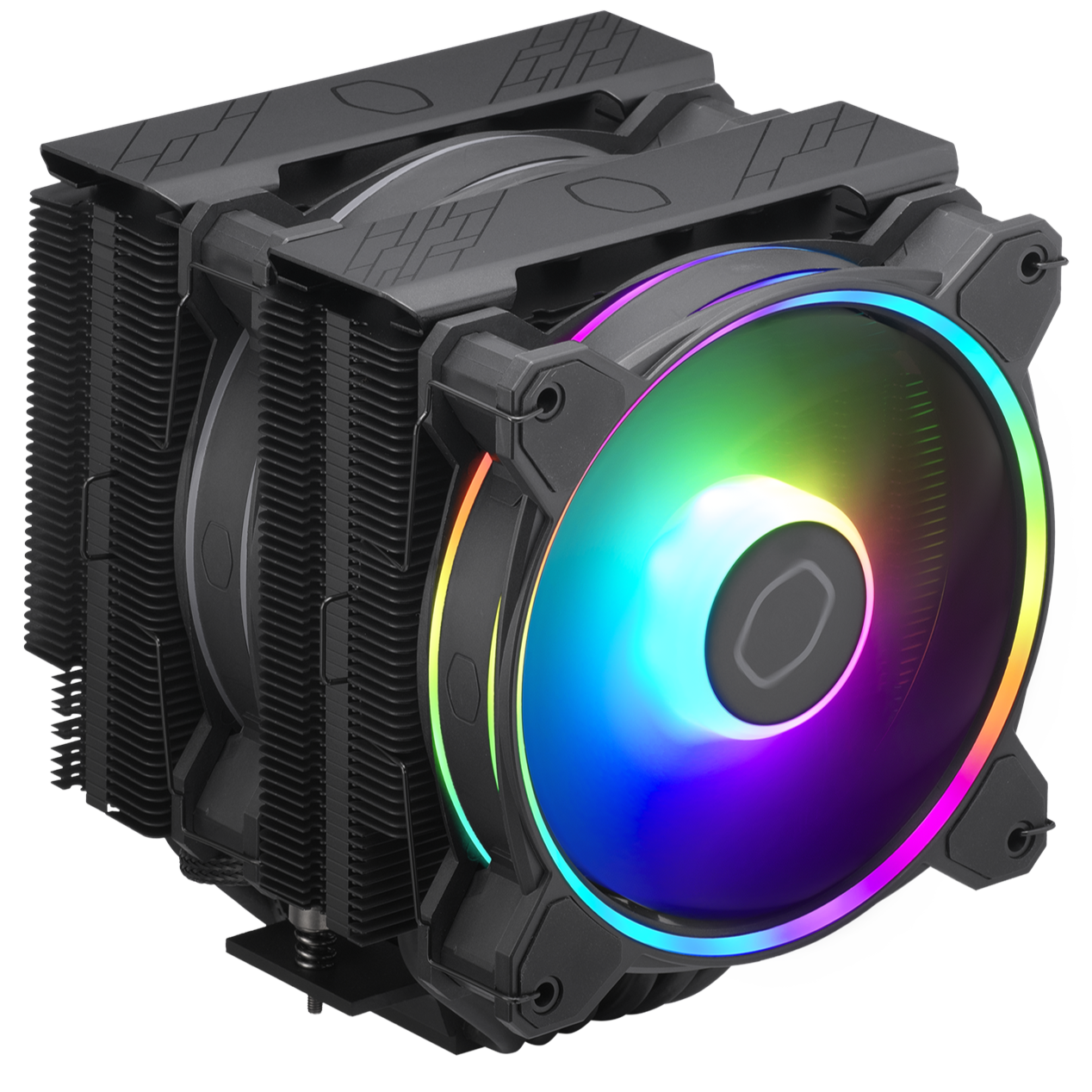 cooler master hyper 622 halo black in black color with two RGB fans