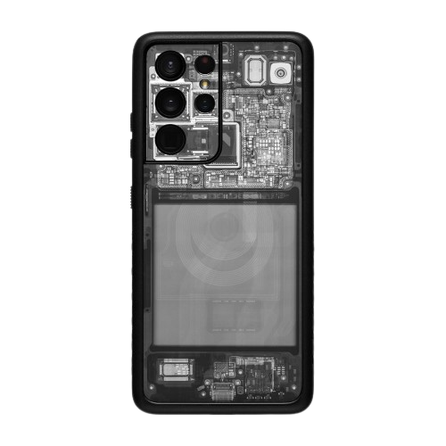 A render showing the dbrand Grip case installed on a Galaxy S21 Ultra.