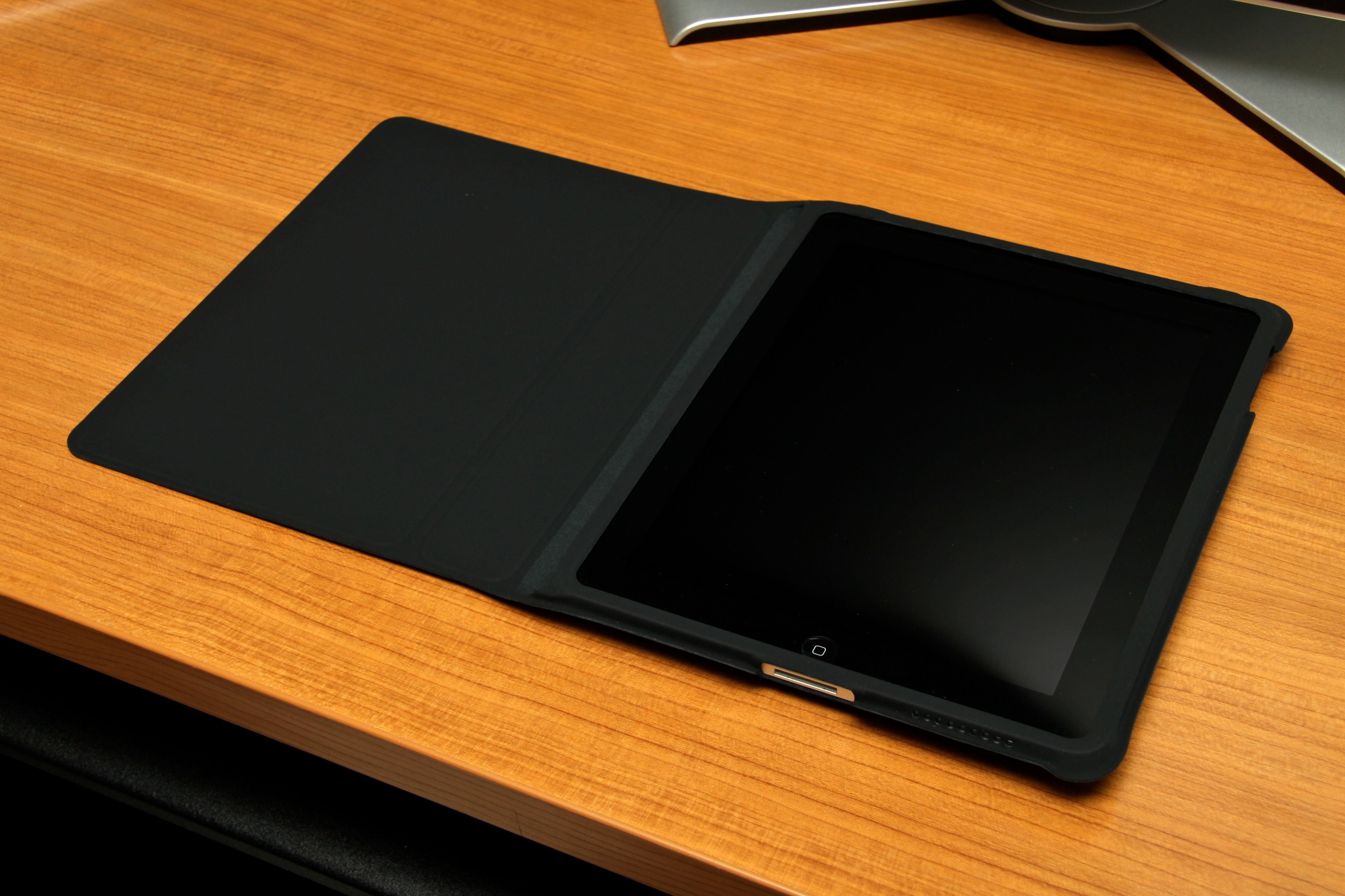 An image of the first-generation iPad inside a black case