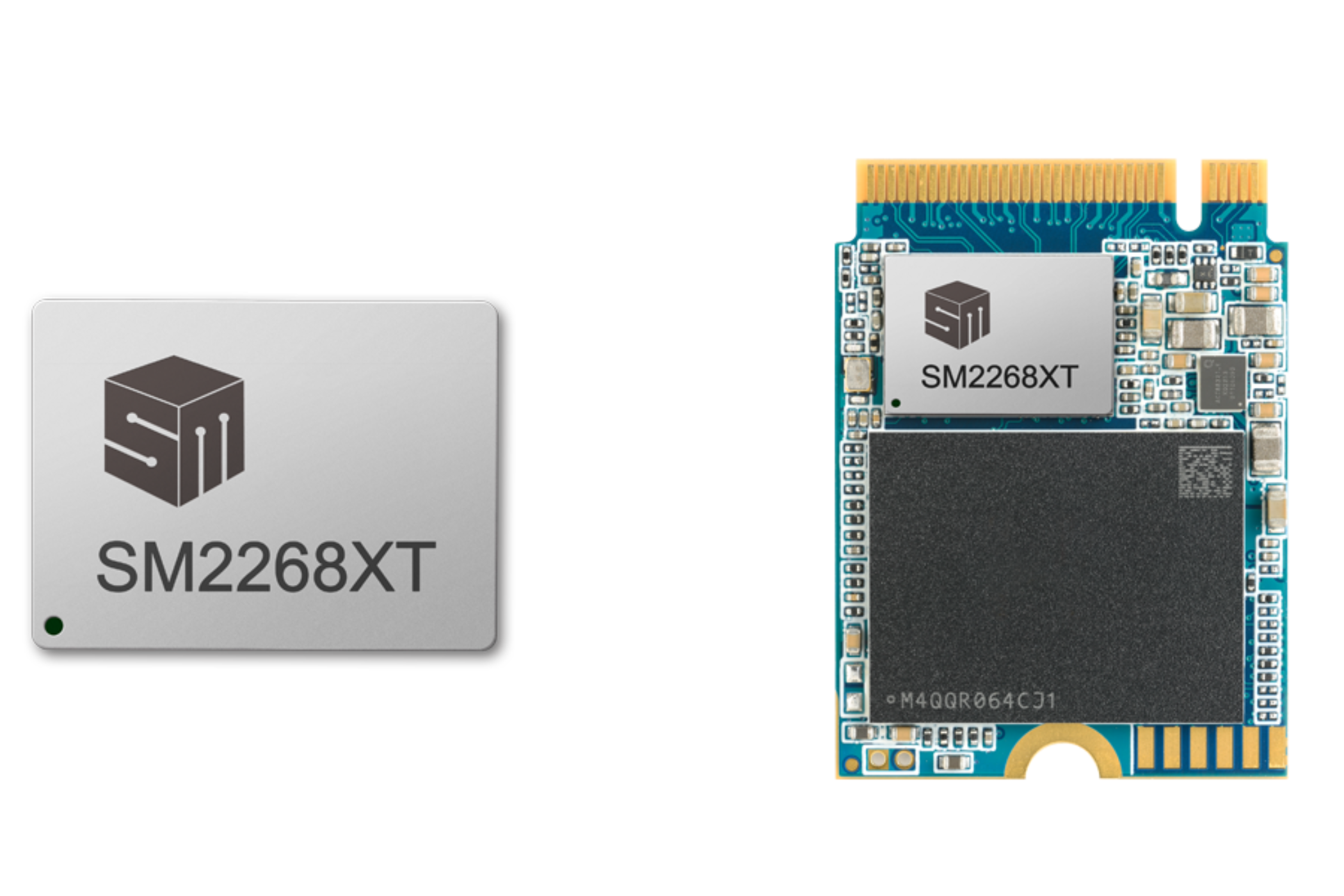 Representación que muestra el SM2268XT de Silicon Motion en un SSD NVME m.2 con formato 2230