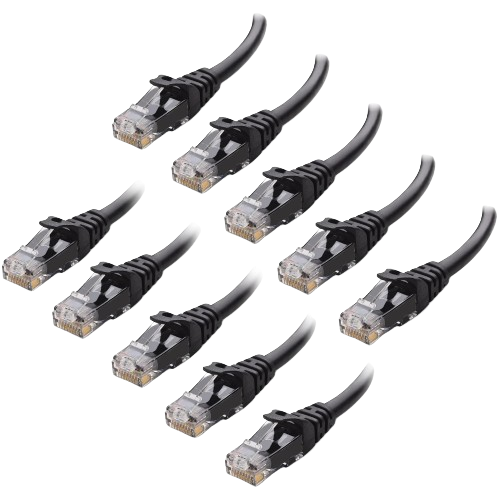 Cable Matters Cabo Ethernet de 10 Gbps preto, pacote com 10
