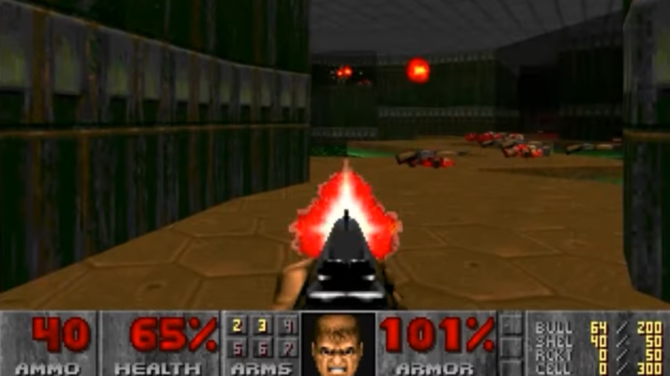 Скриншот классического игрового процесса Doom