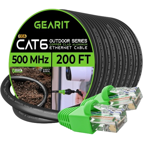 GearIT 200 foot outdoor Ethernet cable Cat 6 CCA