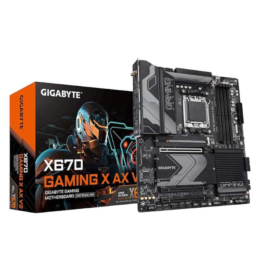 Una representación transparente de la placa base GIGABYTE X670 Gaming X AX V2