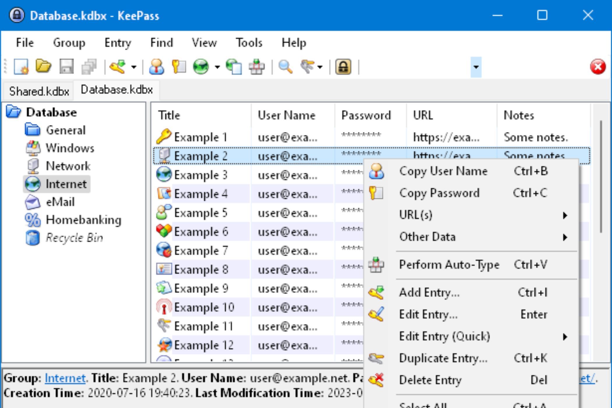A screenshot showing the desktop app interface of the KeePass password manager.