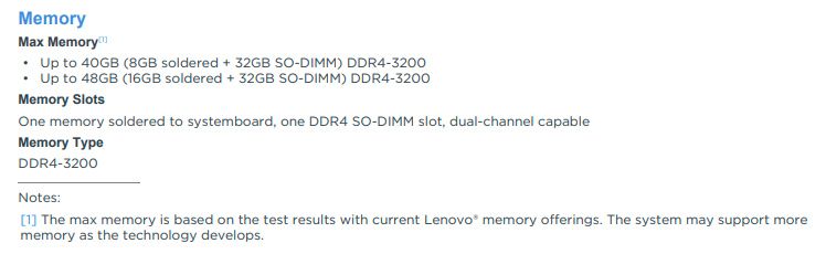 La información de la memoria de Lenovo son documentos PSREF