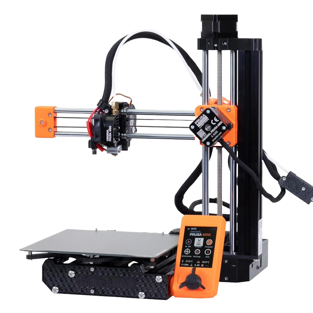 A PNG render of the Prusa Mini+ Semi-Assembled 3D printer on a transparent background.