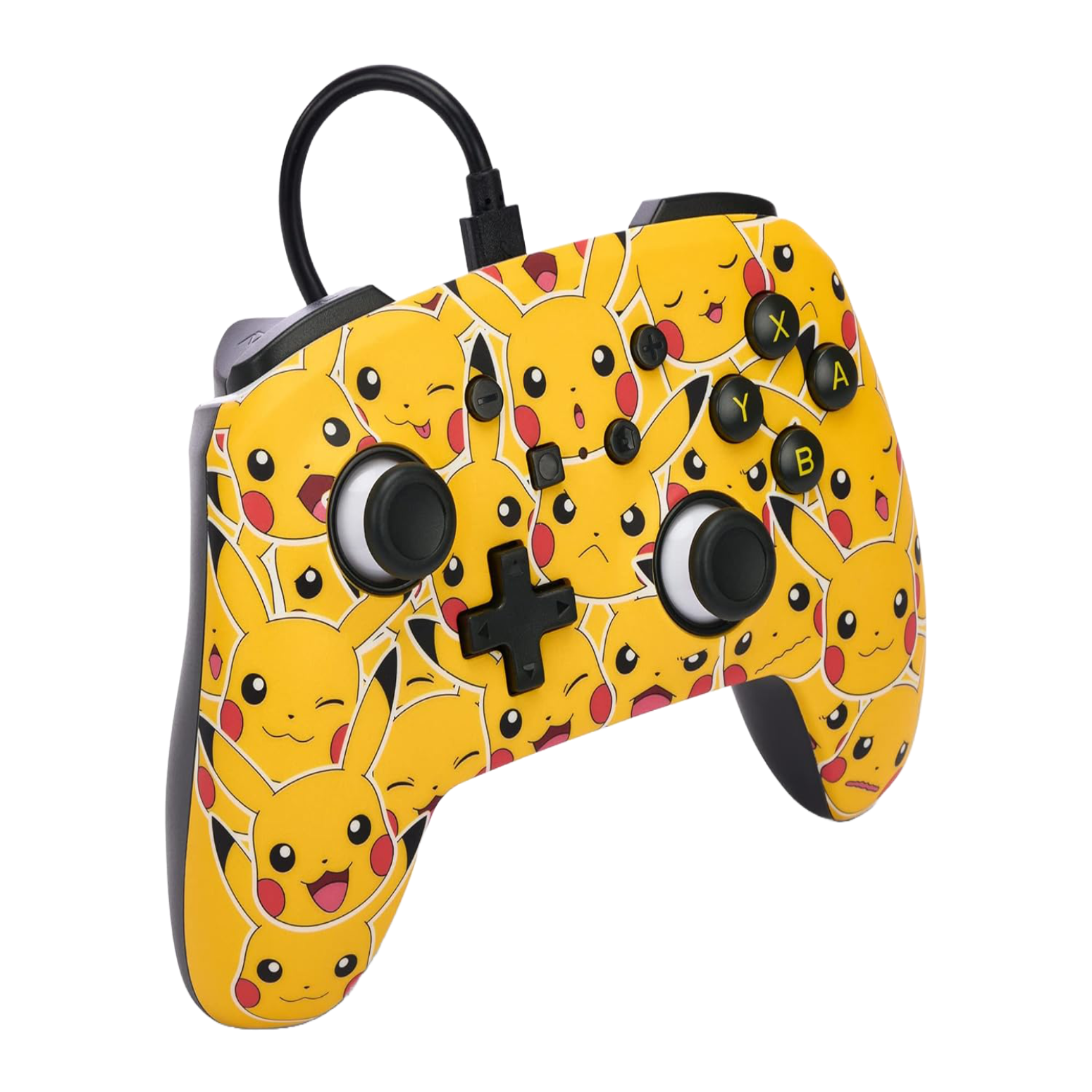 A PNG render of the PowerA Enhanced Wired Controller Pikachu Edition on a transparent background.