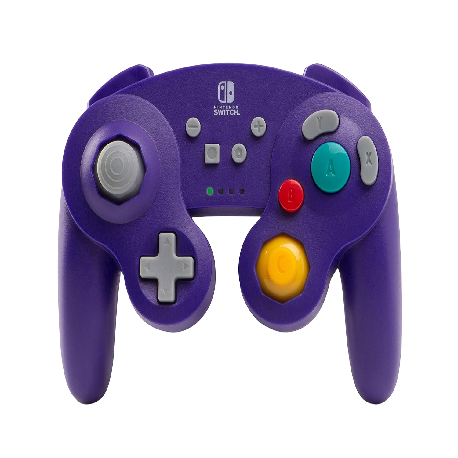 A PNG render of the PowerA Wireless Gamecube Controller in purple on a transparent background.