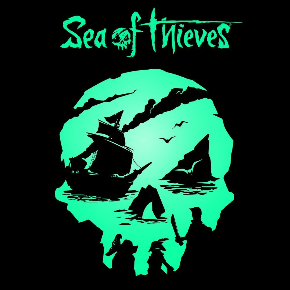An image showing the box art of Sea of Thieves video game showing a pirate skull.