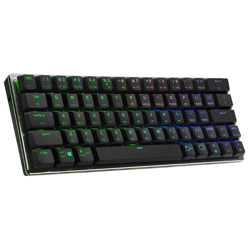 Teclado mecánico para juegos de perfil bajo Cooler Master SK622 60% inalámbrico Bluetooth gris espacial sobre fondo transparente